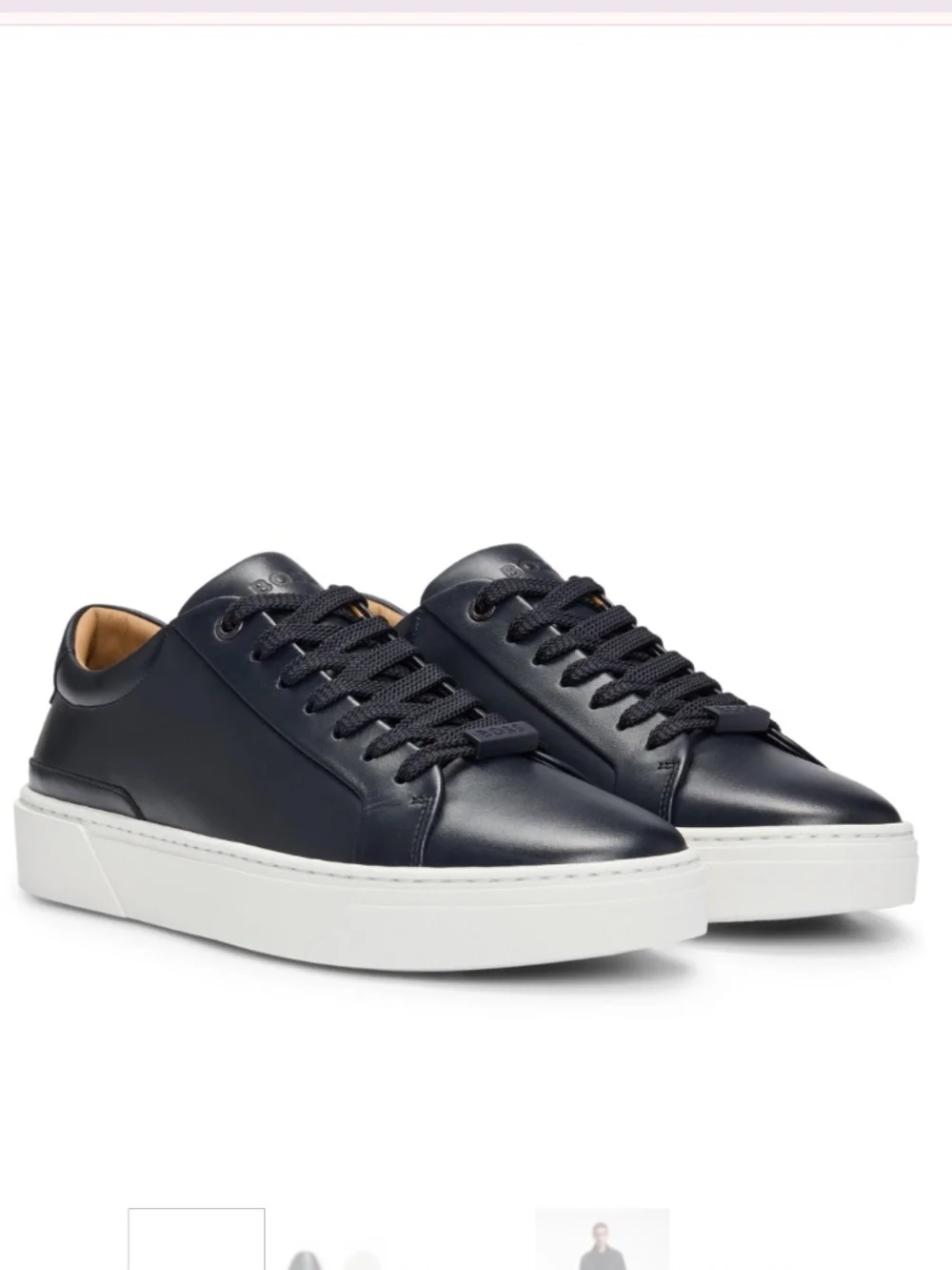 Hugo Boss Navy Leather Sneakers in Size 43